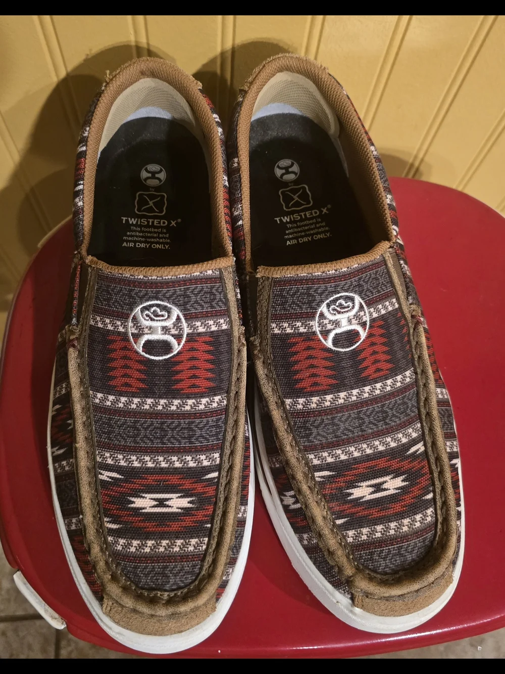 Twisted X Men’s Brown and Red Patterned Slip-On Loafers